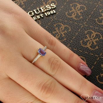 Pierścionek złoty DIAMENT żółte złoto, diamenty, tanzanit FR-8629 TNZ.jpg